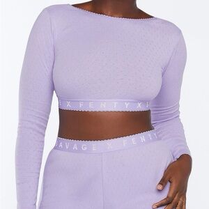 NWT Savage X Fenty 100% cotton pajama set in purple Lavander size large